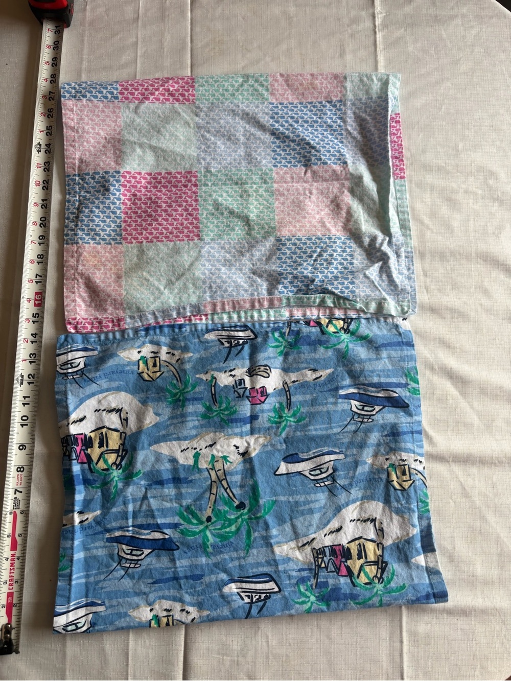 Reversible Two-Pattern Beach/Pool Wrap Scarf - Pastel Patchwork & Tropical Blue